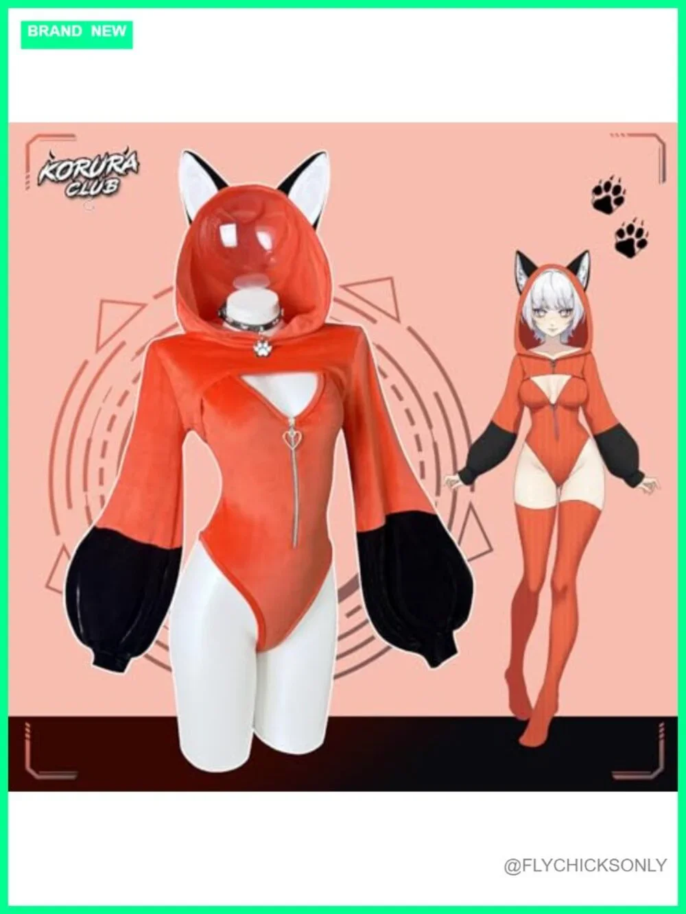Fox Cosplay Lingerie Bodysuit Sexy Anime Costume with Ears